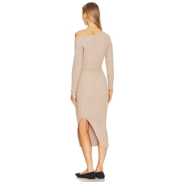 HEARTLOOM Saige Knit Midi Dress in Oat New Womens Sweater Tank - Picture 3 of 11
